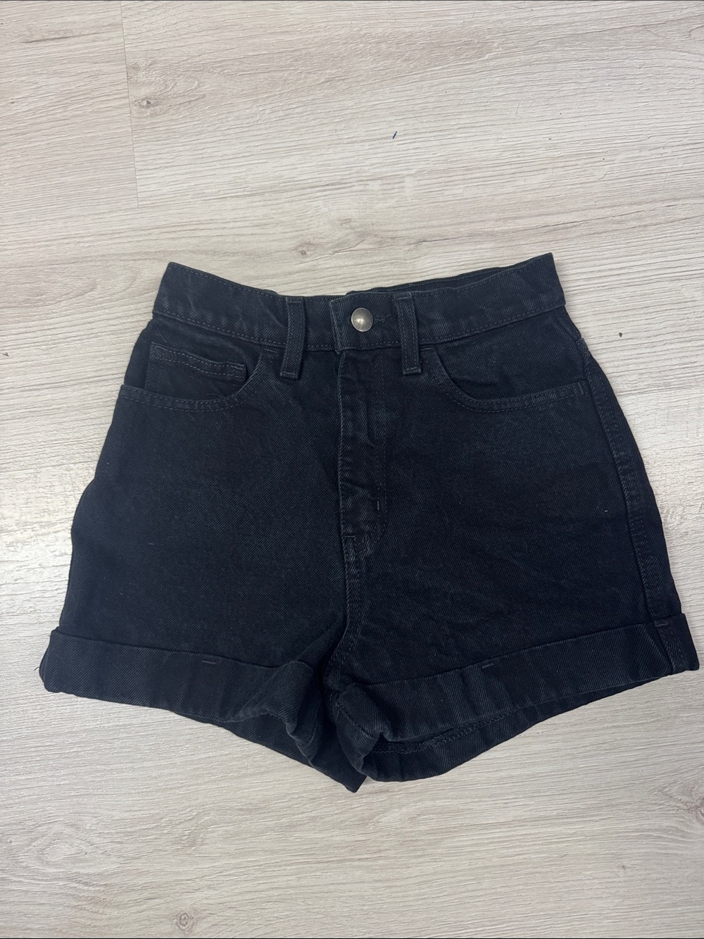 American Apparel High-Waist Black Rolled-Hem Shorts